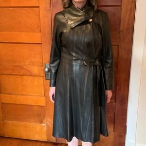 Beautiful and unusual long leather jacket